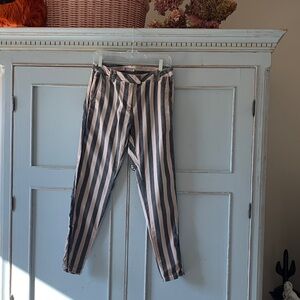 Gustav Striped Trousers Black/Tan Size 8
